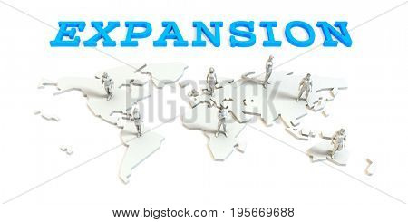 Expansion Global Business Abstract with People Standing on Map 3D Illustration Render