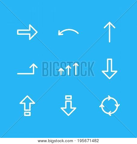 Vector Illustration Of 9 Direction Icons. Editable Pack Of Increase, Down, Download And Other Elements.