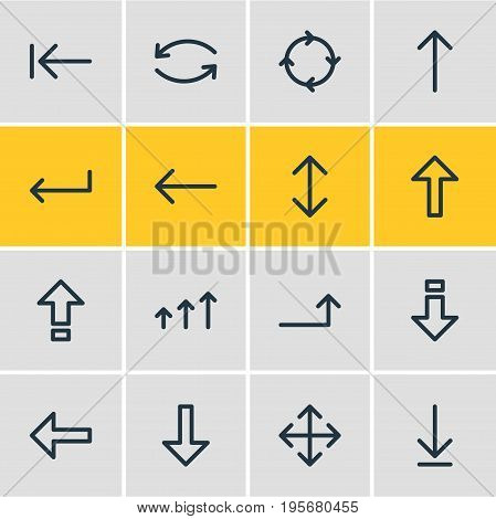Vector Illustration Of 16 Direction Icons. Editable Pack Of Direction, Increase, Shrift And Other Elements.
