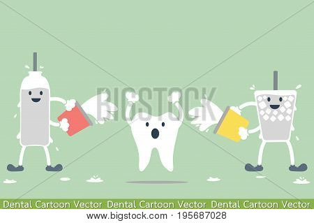 dental cartoon vector - tooth problem - hypersensitive teeth from cold water