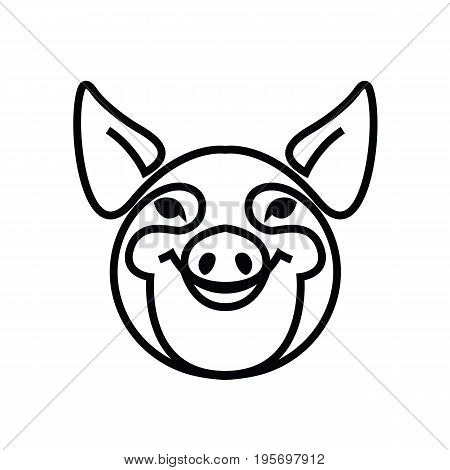Linear stylized drawing of pig swine - for icon or sign template