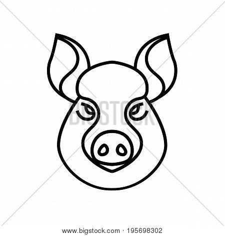 Linear stylized drawing of pig swine - for icon or sign template