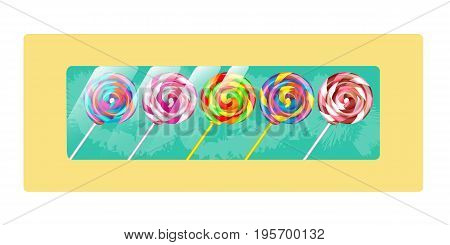 Box with sweet candy lollipop.Vector Illustration. EPS 10