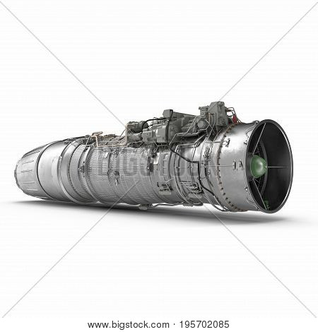 turbofan aircraft engine on white background. 3D illustration, clipping path