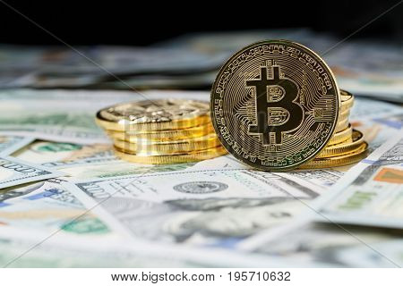 Cryptocurrency physical bitcoin coins.