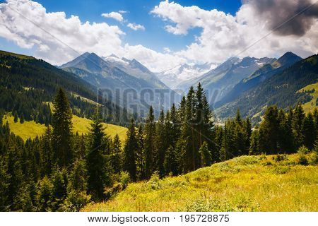 Awesome image of the Durlassboden reservoir. Location municipality of Gerlos in Zillertal valley, Austrian states of Tyrol and Salzburg. Reichenspitz range, High Tauern National Park. Beauty world.