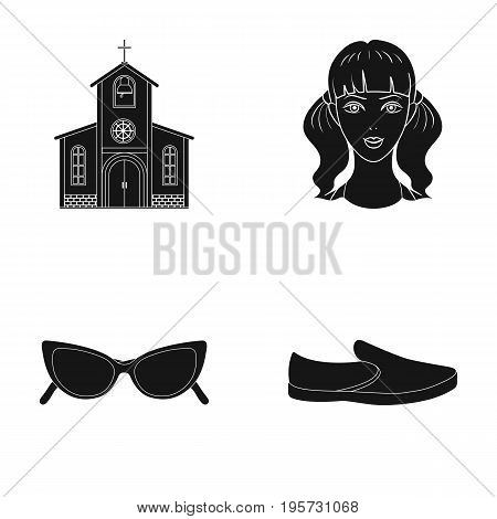 leather, cosmetology, hairdresser and other  icon in black style.accessories, shoes, outsole icons in set collection.