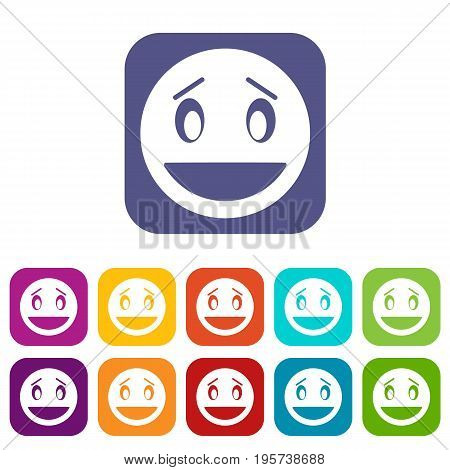 Confused emoticons set vector illustration in flat style In colors red, blue, green and other