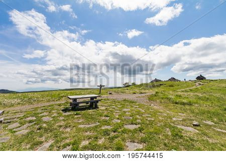Beautiful landscape mountain and road view of Utsukushigahara is one of the most important and popular natural place in Nagano Japan.