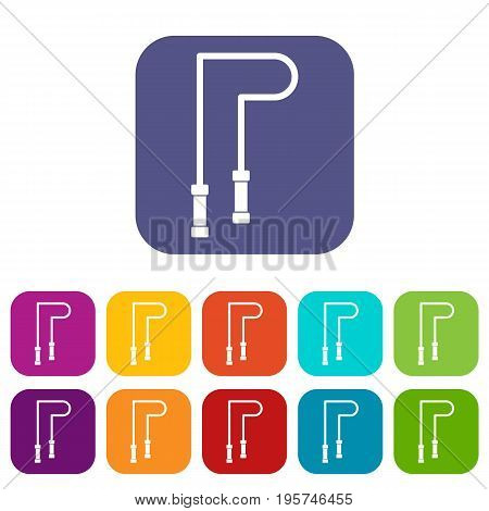 Skipping rope icons set vector illustration in flat style In colors red, blue, green and other