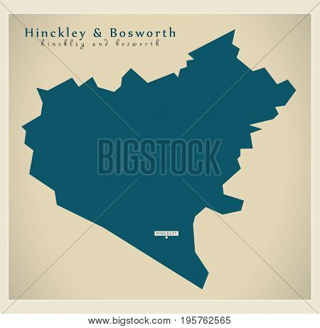 Modern Map - Hinckley And Bosworth District Of  Leicestershire England Uk Illustration
