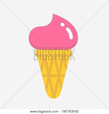 Strawberry ice cream icon in a flat style vector illustration isolated on white background