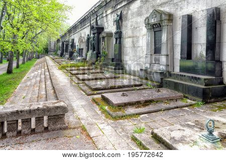 BUDAPEST HUNGARY - MAY 8: Kerepesi - historic cemetery on May 8 2017 in Budapest