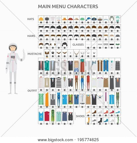 Character Creation Astronout | set of vector character illustration use for human, profession, business, marketing and much more.The set can be used for several purposes like: websites, print templates, presentation templates, and promotional materials.