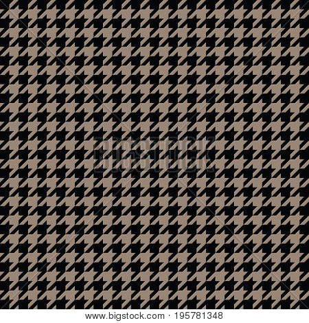 Black and gold houndstooth pattern vector. Classical checkered textile design.