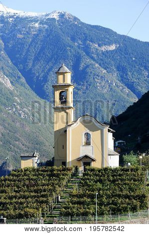 Bellinzona, Switzerland - 29 May 2014: The church of Artore at Bellinzona on the Swiss alps