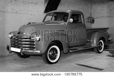 MOSCOW RUSSIA - JUNE 4 2017: American motor car Chevrolet 3100 of the Moscow museum of retro cars
