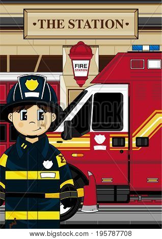 Cute Firefighter Boy Scene