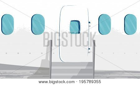 Airplane facade Vector. Door entrance and Windows. Section for projects, templates, banner, advertises