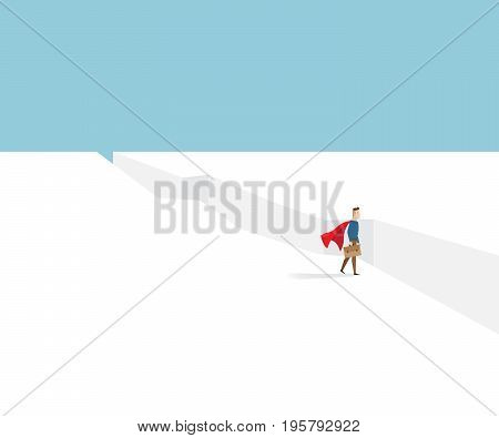 businessman in red cape standing at cliff business concept cartoon vector illustration