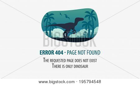 404 Error With Dinosaur. Page Not Found. Ui Ux Template For Website. Vector Illustration.