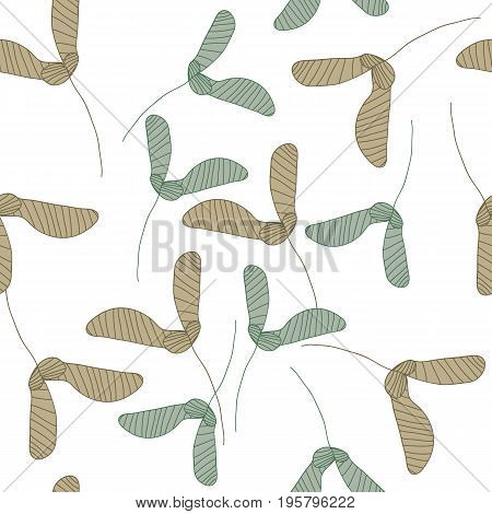 Soft coloured maple seeds vector seamless pattern. Can be used for fabric, textile, wrapping and packaging.