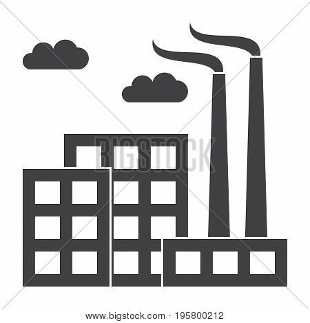 Industry concept with industrial building factory, vector silhouette