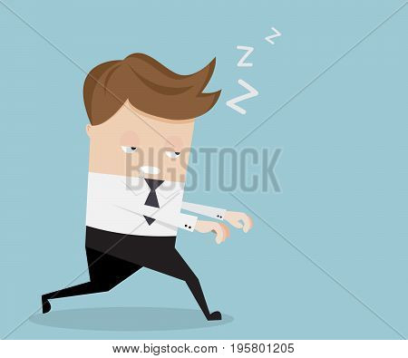 businessman sleepwalking in cartoon design vector illustration