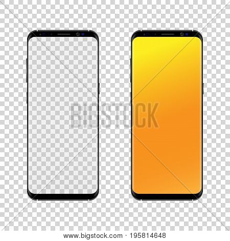 Smartphone black-gray color with transparent touch screen, isolated on an isolated background. Vector illustration