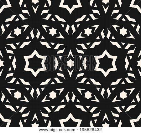 Ornamental pattern. Delicate vector seamless pattern. Elegant ornament texture with linear geometric shapes stars. Abstract monochrome ornamental background, repeat tiles. Ornamental design. Asian style design for decor, fabric, textile. Traditional geome
