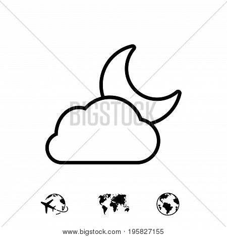 moon and cloud icon stock vector illustration flat design