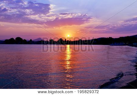 impressive sunset at Eretria beach Euboea Greece
