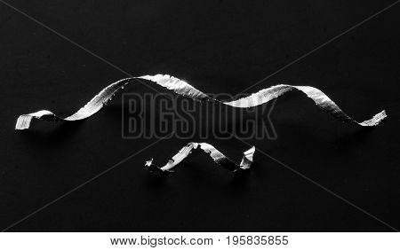 Aluminum shavings Twist spiral close up isolated