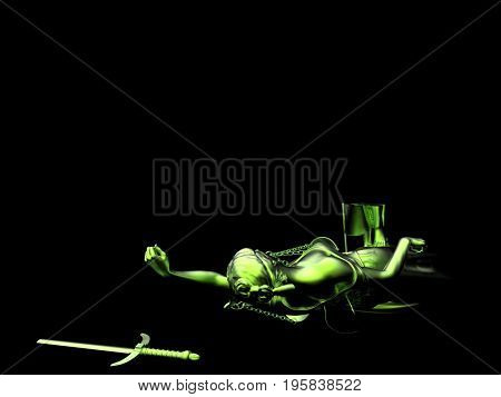 Broken lady of justice 3d rendering