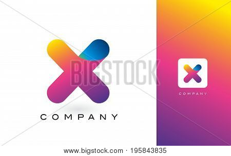 X Logo Letter With Rainbow Vibrant Beautiful Colors.x Colorful Trendy Letters Purple And Magenta Log
