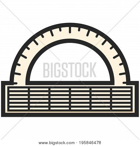 Simple Vector Icon of a classic alidad in flat style. Pixel perfect. Basic education element. School and office tool. Back to college. Angle protractor
