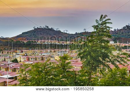 Aerial View Scene Of Outskirt Condominium Houses At Guayaquil, Ecuador