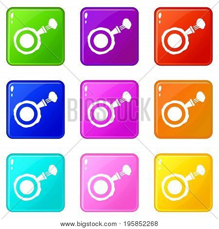 Whoopee cushion icons of 9 color set isolated vector illustration