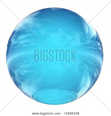 3D Glaskugel, isolated on White, einen Himmel mit Wolken reflektieren