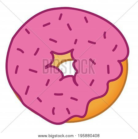 Isolated Yummy Pink Sprinkles Tasty Sweet Donut