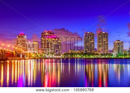 West Palm Beach, Florida, USA downtown cityscape.