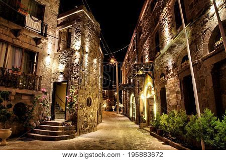 Assos, Turkey - July 08, 2015; Assos streets at night in Canakkale, Turkey