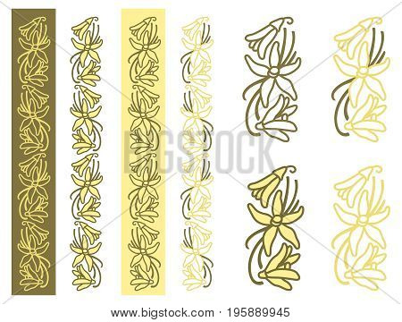 Dried vanilla fruits and flower. Monochrome and two-color options