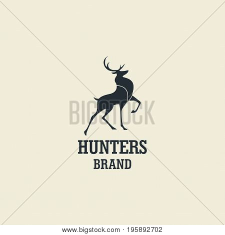 Hunting, Deer Silhouette  Template Vector Design Logo