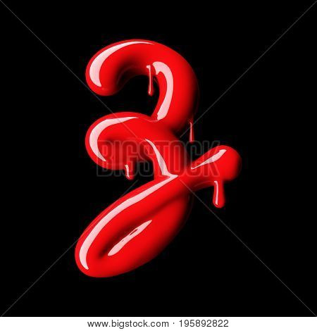 Glossy red letter Z uppercase. 3D rendering font with glint on black background.