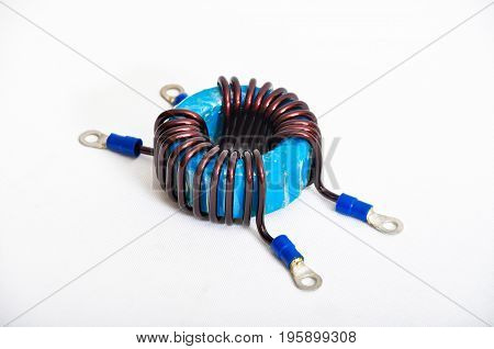 Transformer copper coil isolated on a white background