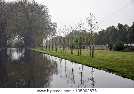 water in the park with trees France