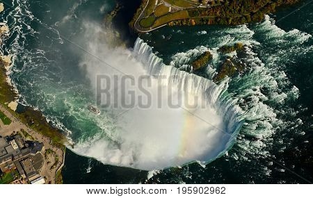 Beatiful Niagara Falls Aerial View, Canadian Falls