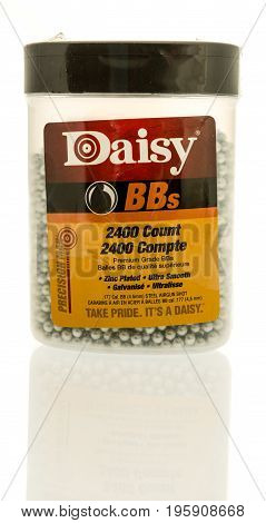 Winneconne WI - 16 July 2017: A package of Daisy bbs on an isolated background.