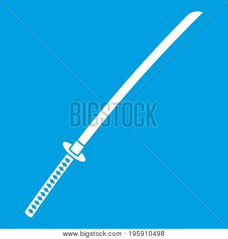 Japanese katana icon white isolated on blue background vector illustration